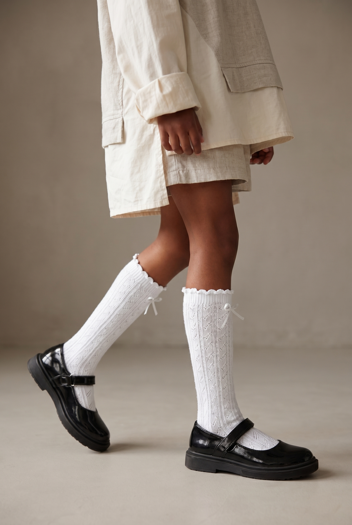 CHILDREN'S KNEE SOCKS WITH BOW ACCESSORIES WHITE