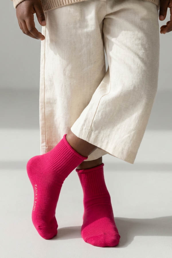 ELASTIC MODAL CHILDREN'S SOCKET SOCKS DARK PINK