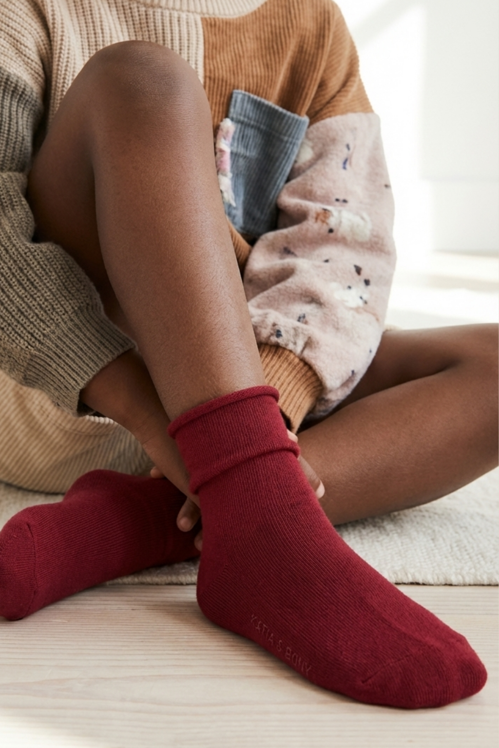 ELASTIC MODAL CHILDREN'S SOCKET SOCKS BURGUNDY