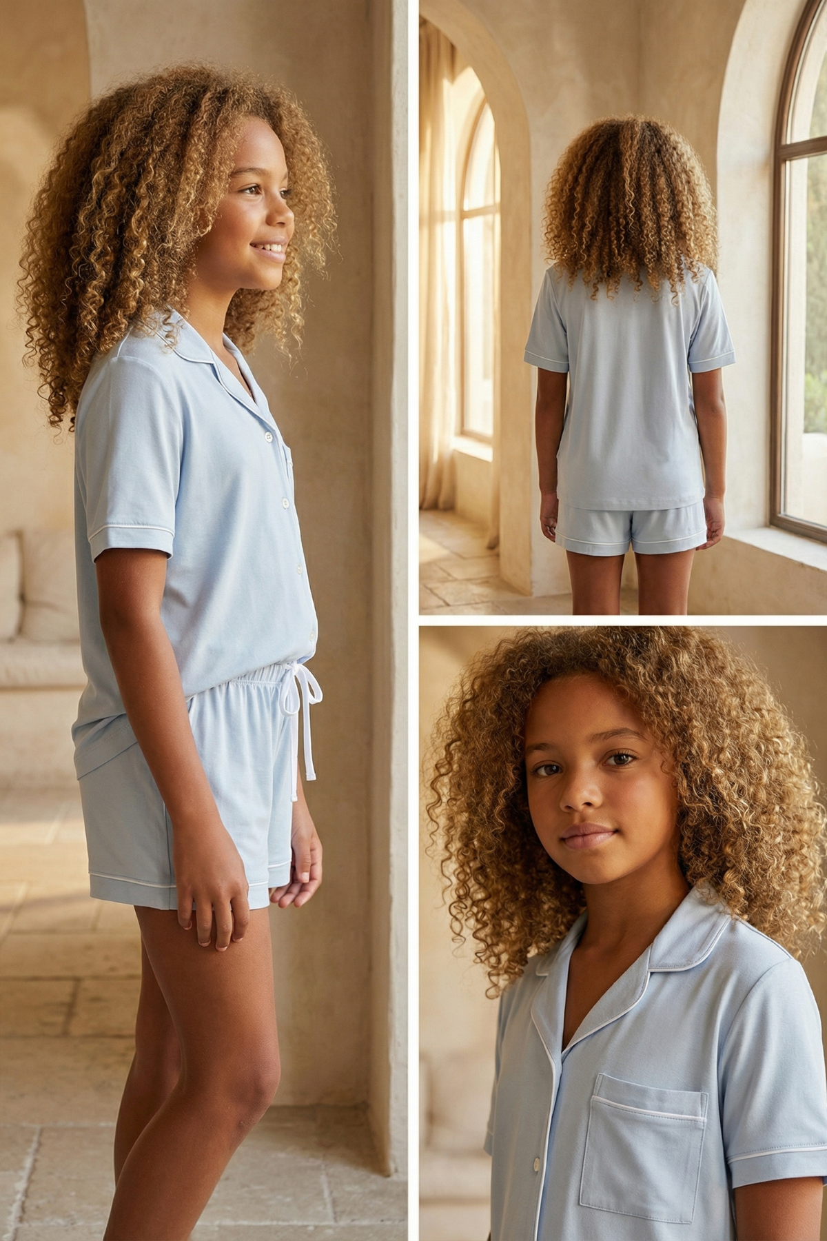 MEDITERRANEAN POCKET GIRL'S SHORTS SET BLUE