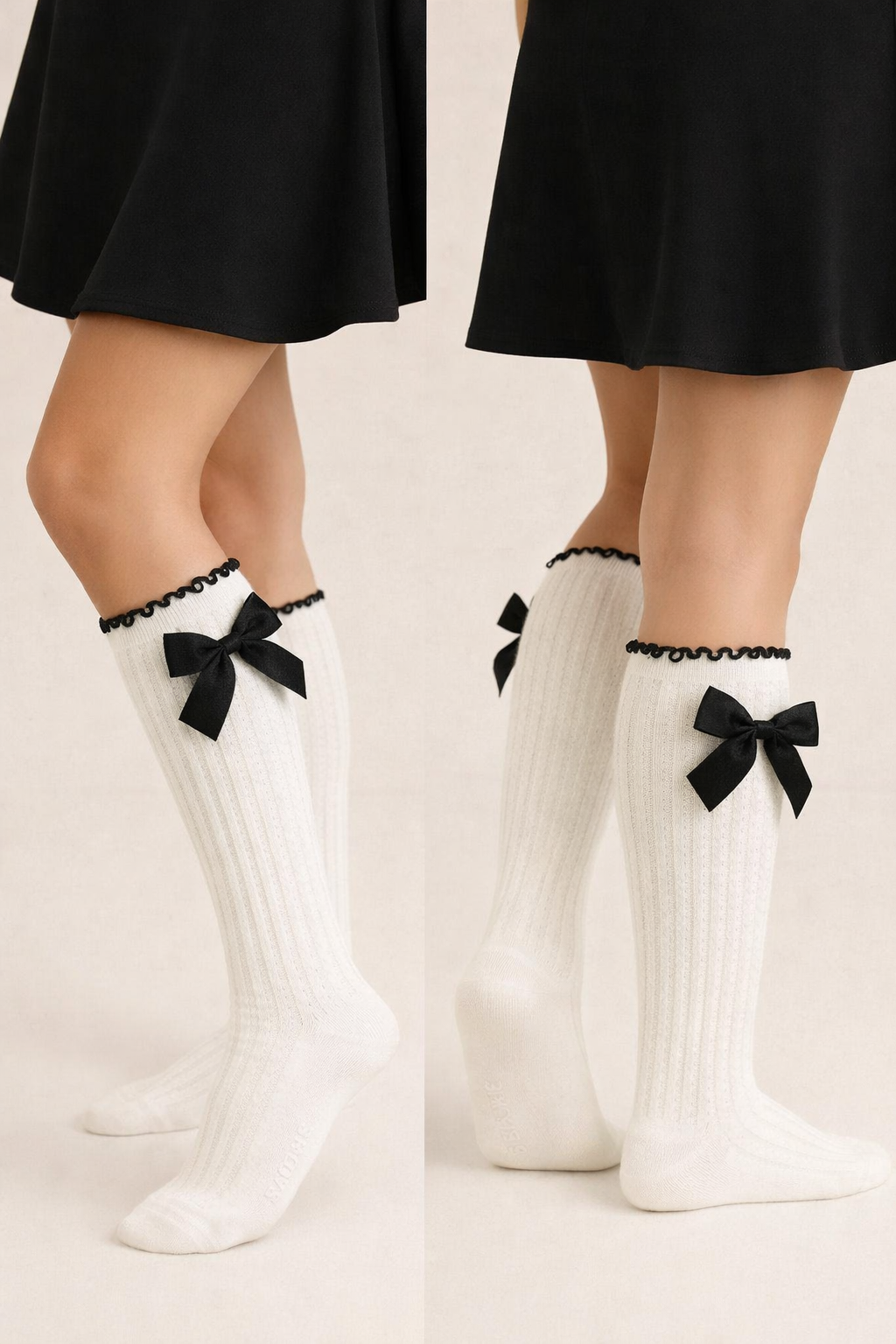 CHILDREN'S KNEE SOCKS WITH RIBBON ACCESSORIES WHITE