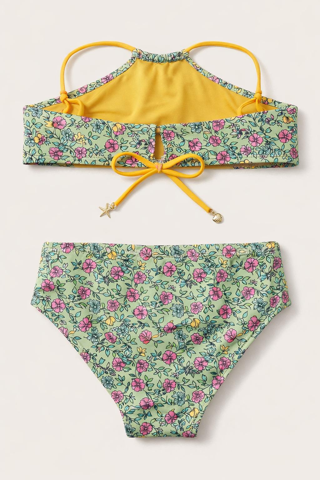 SEA LA VIE FLORAL GIRL'S BIKINI SET GREEN
