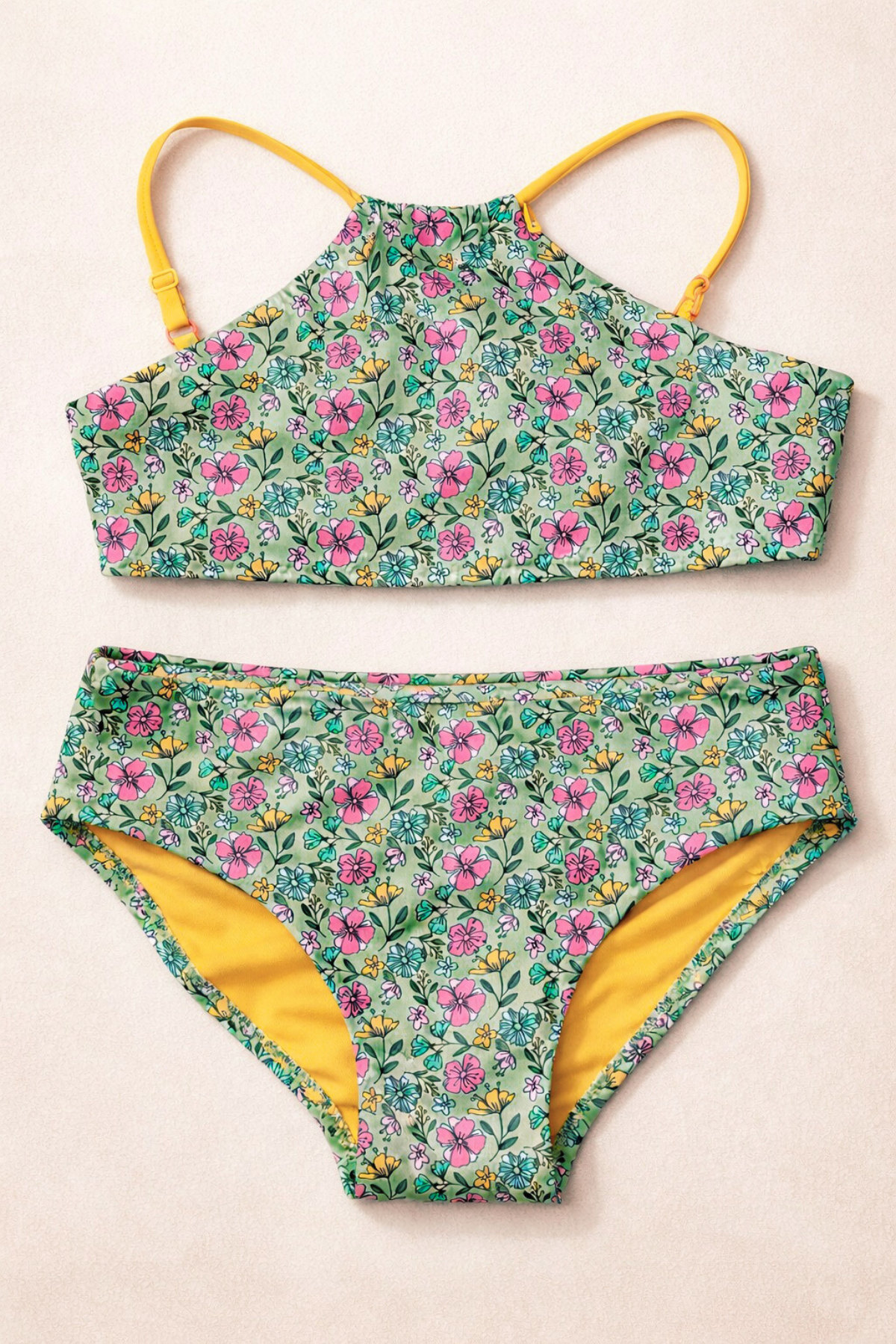 SEA LA VIE FLORAL GIRL'S BIKINI SET GREEN