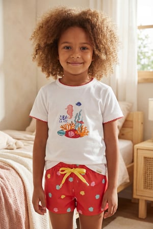 SEA LA VIE SHELL GIRL'S SHORTS SET WHITE