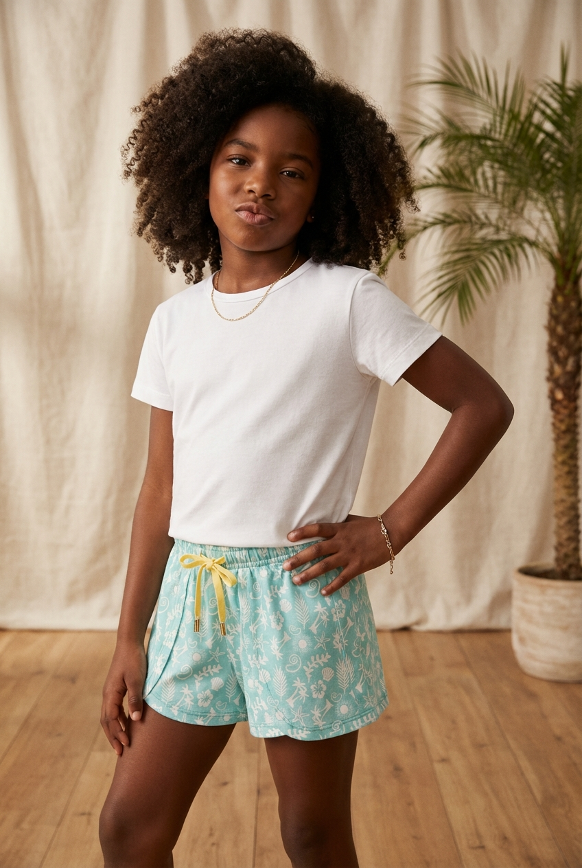 SEA LA VIE BUTTONED GIRL'S SHORTS SET WHITE