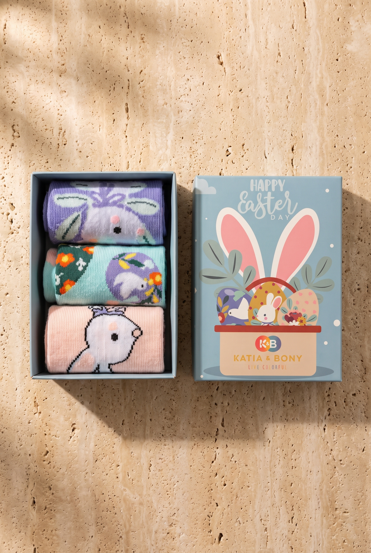 3PCK RABBIT PATTERN BOXED KIDS SOCK SOCKS MIX