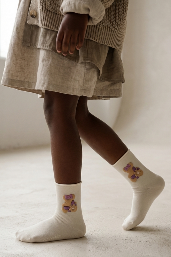 ELASTIC MODAL CHILDREN'S SOCKET SOCKS ECRU