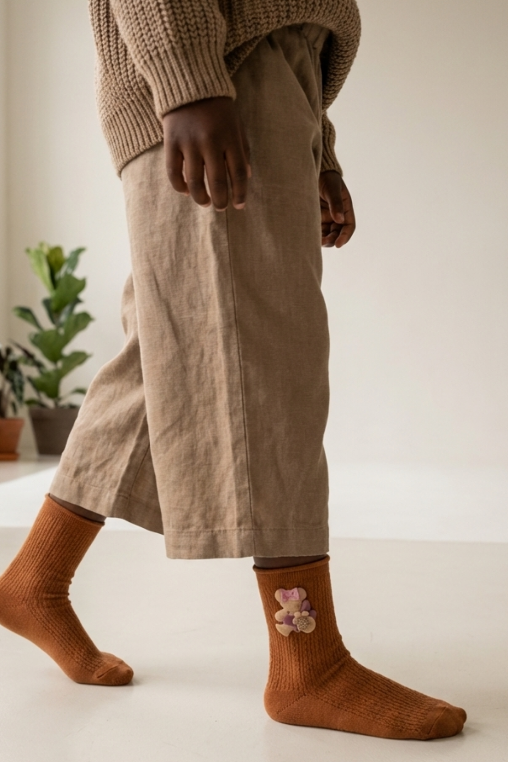 ELASTIC MODAL CHILDREN'S SOCKET SOCKS ORANGE
