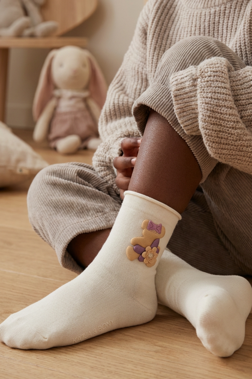 ELASTIC MODAL CHILDREN'S SOCKET SOCKS ECRU