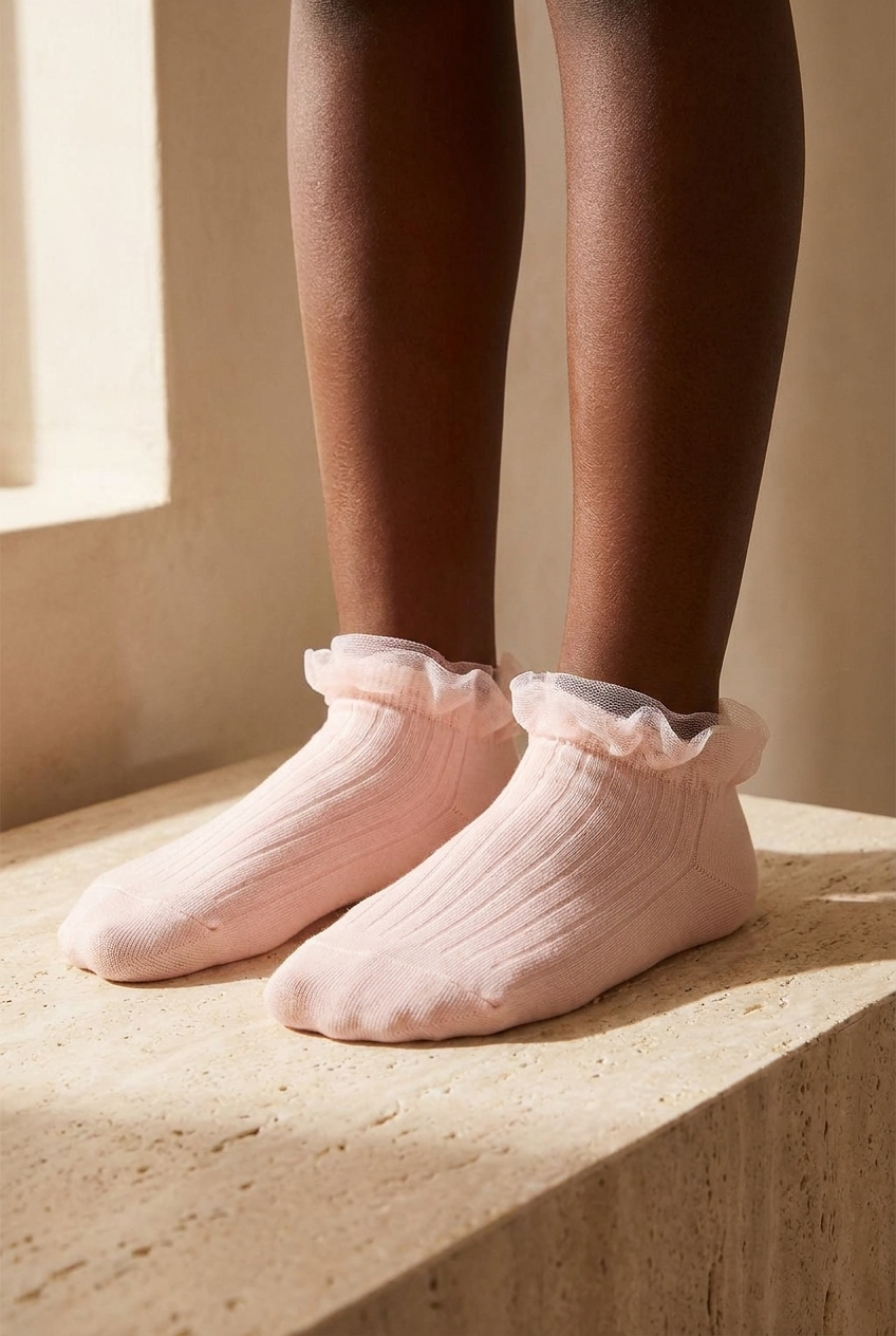 GIRL'S STEP SOCKS WITH TULLE ACCESSORIES PINK