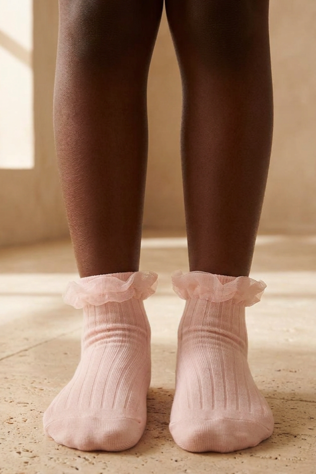 GIRL'S STEP SOCKS WITH TULLE ACCESSORIES PINK