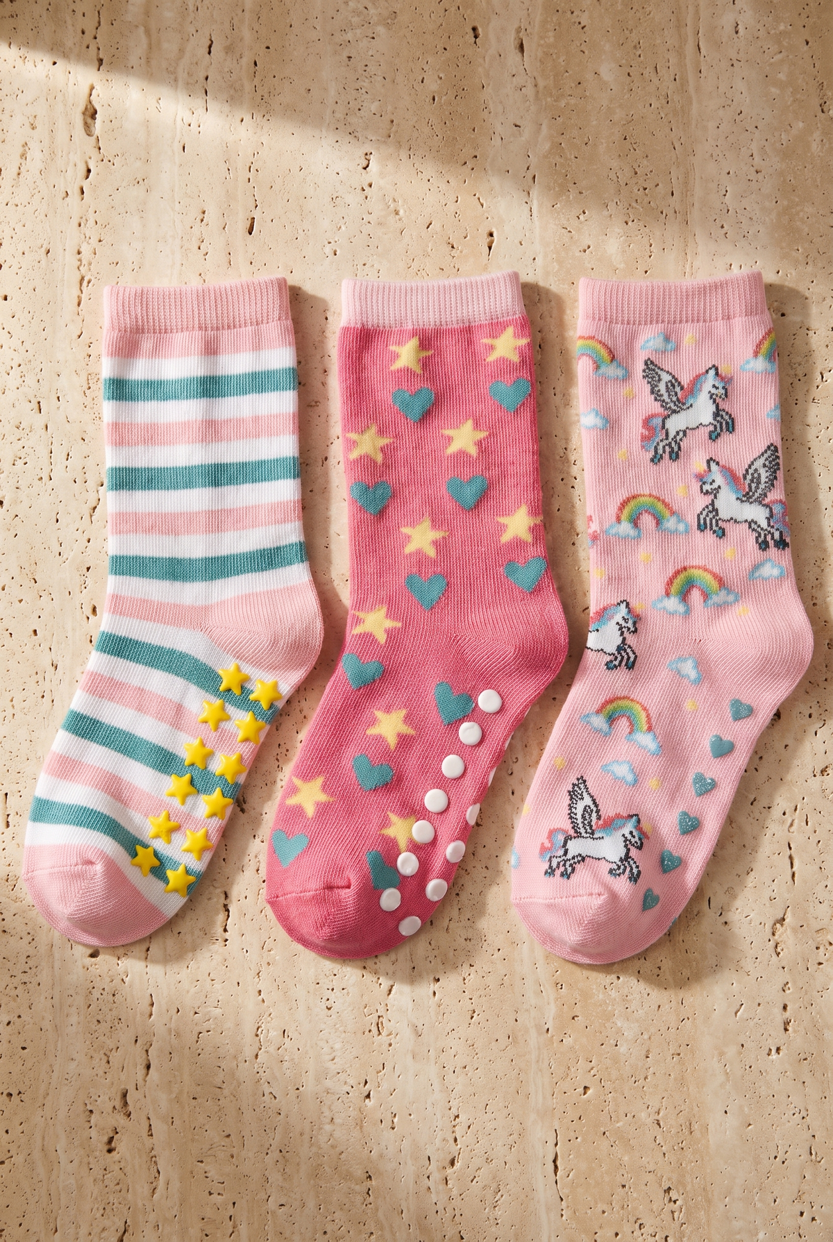 3PCK UNICORN BOXED GIRL SOCKET SOCKS PINK MIX