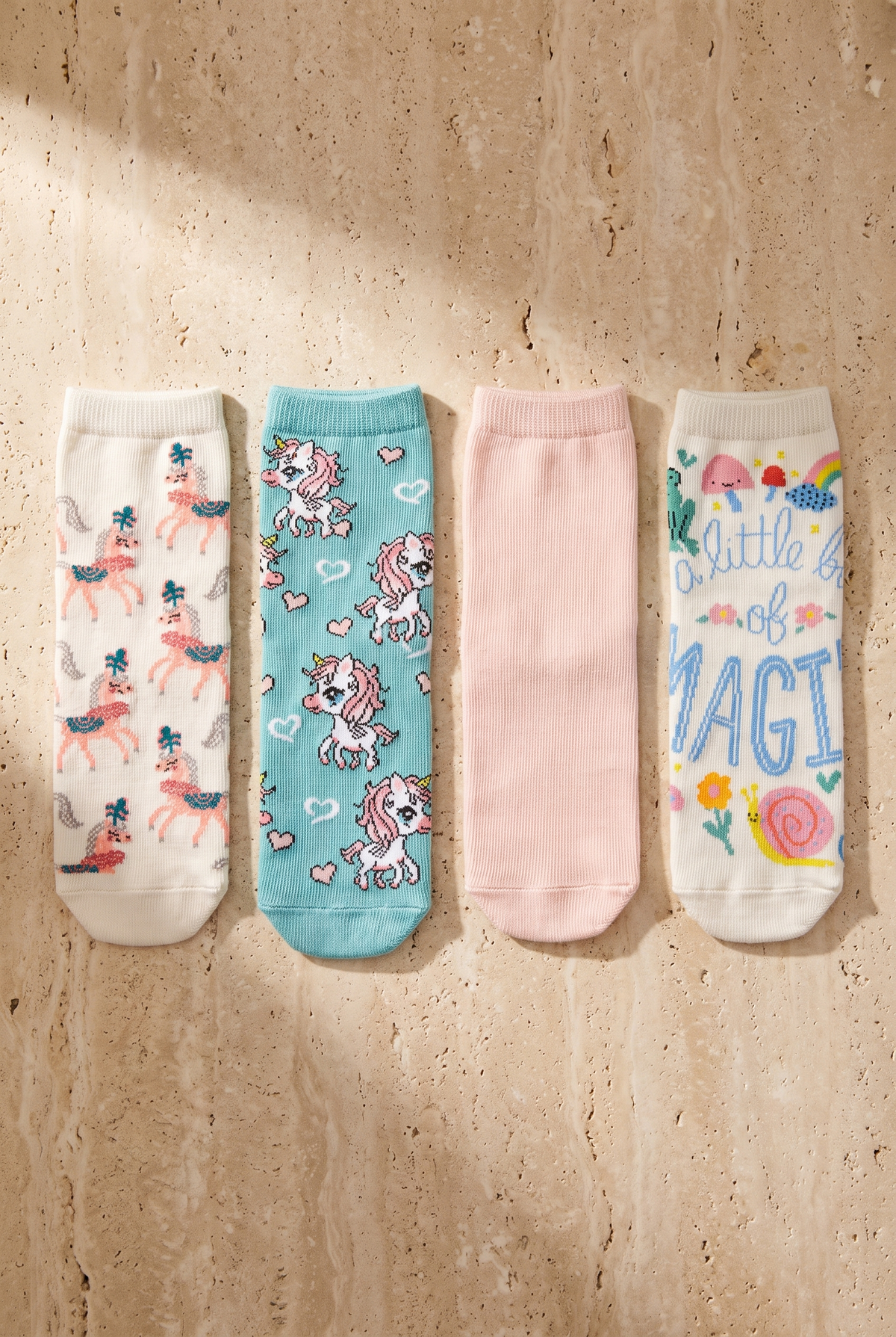 4PCK UNICORN BOX GIRLS SOCKET SOCKS MIX