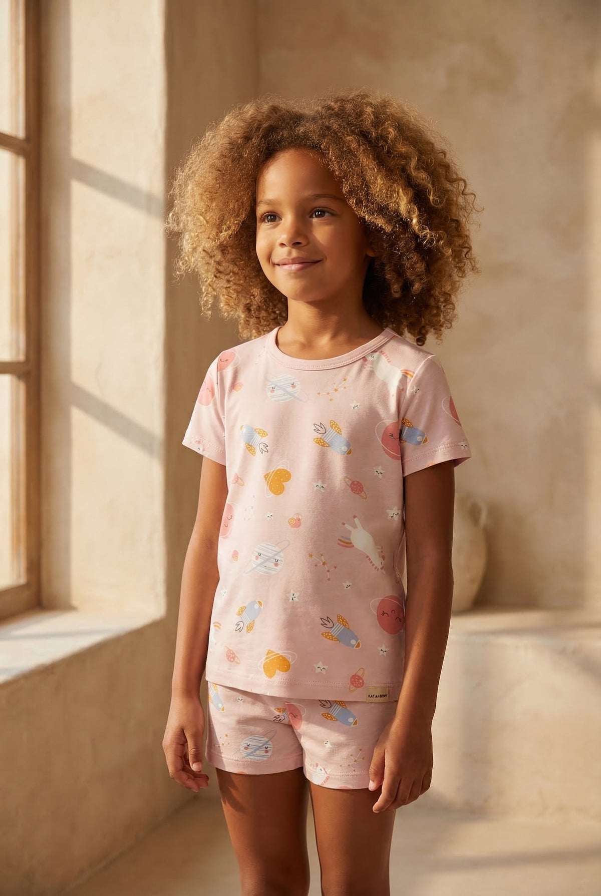 UNICORN PACKAGED GIRL'S SHORTS SET PINK