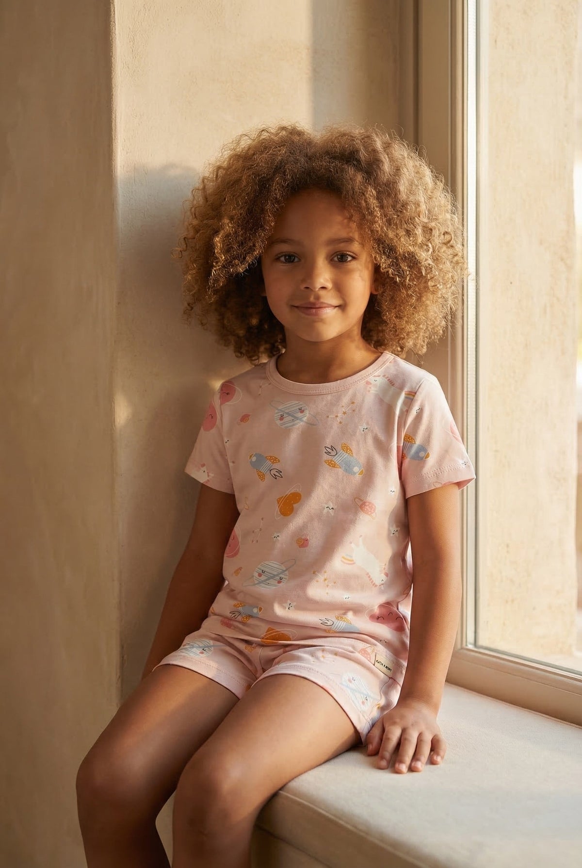 UNICORN PACKAGED GIRL'S SHORTS SET PINK