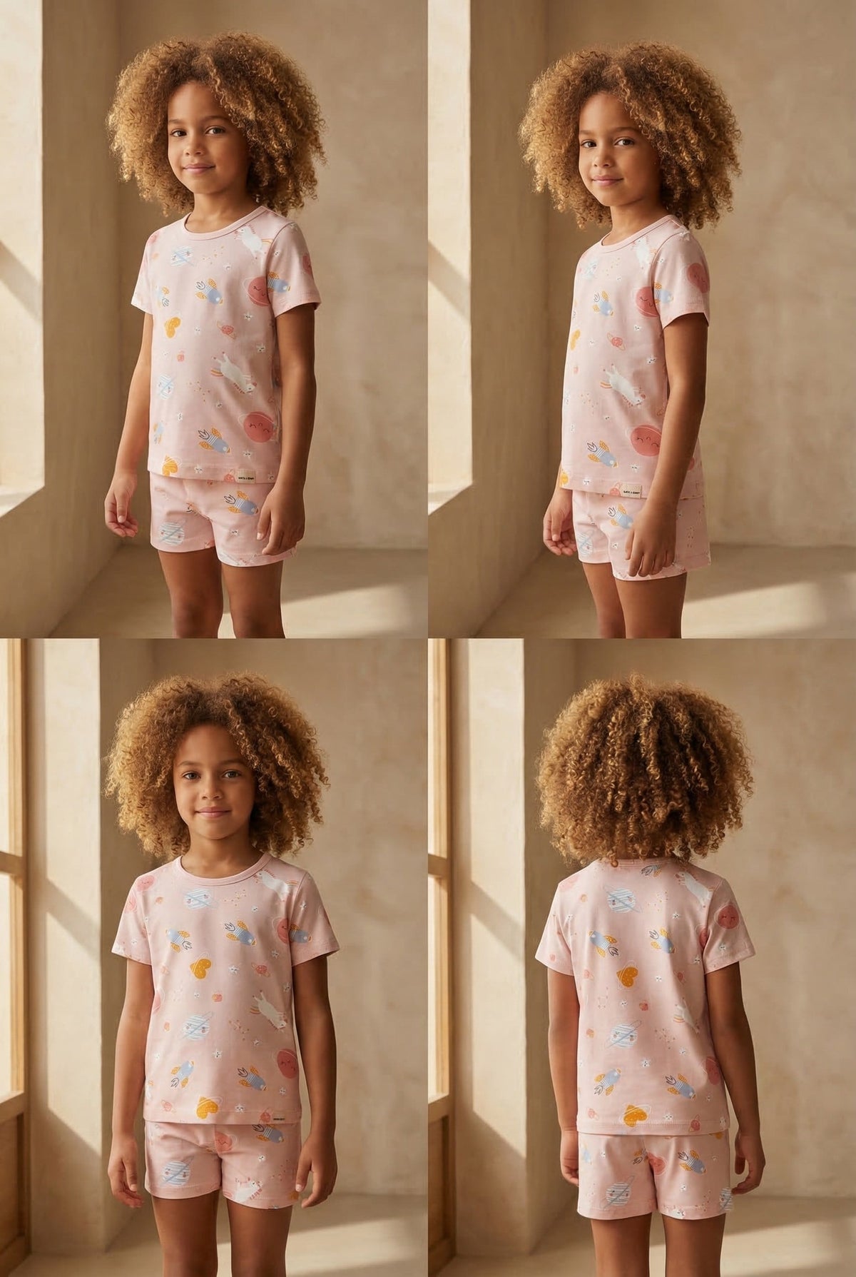 UNICORN PACKAGED GIRL'S SHORTS SET PINK