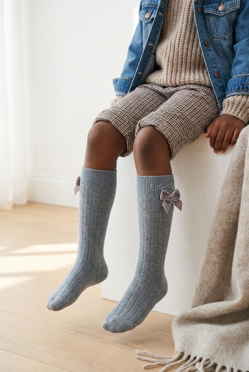 LETS PARTY KIDS KNEEHIGH SOCKS GREY MELANGE
