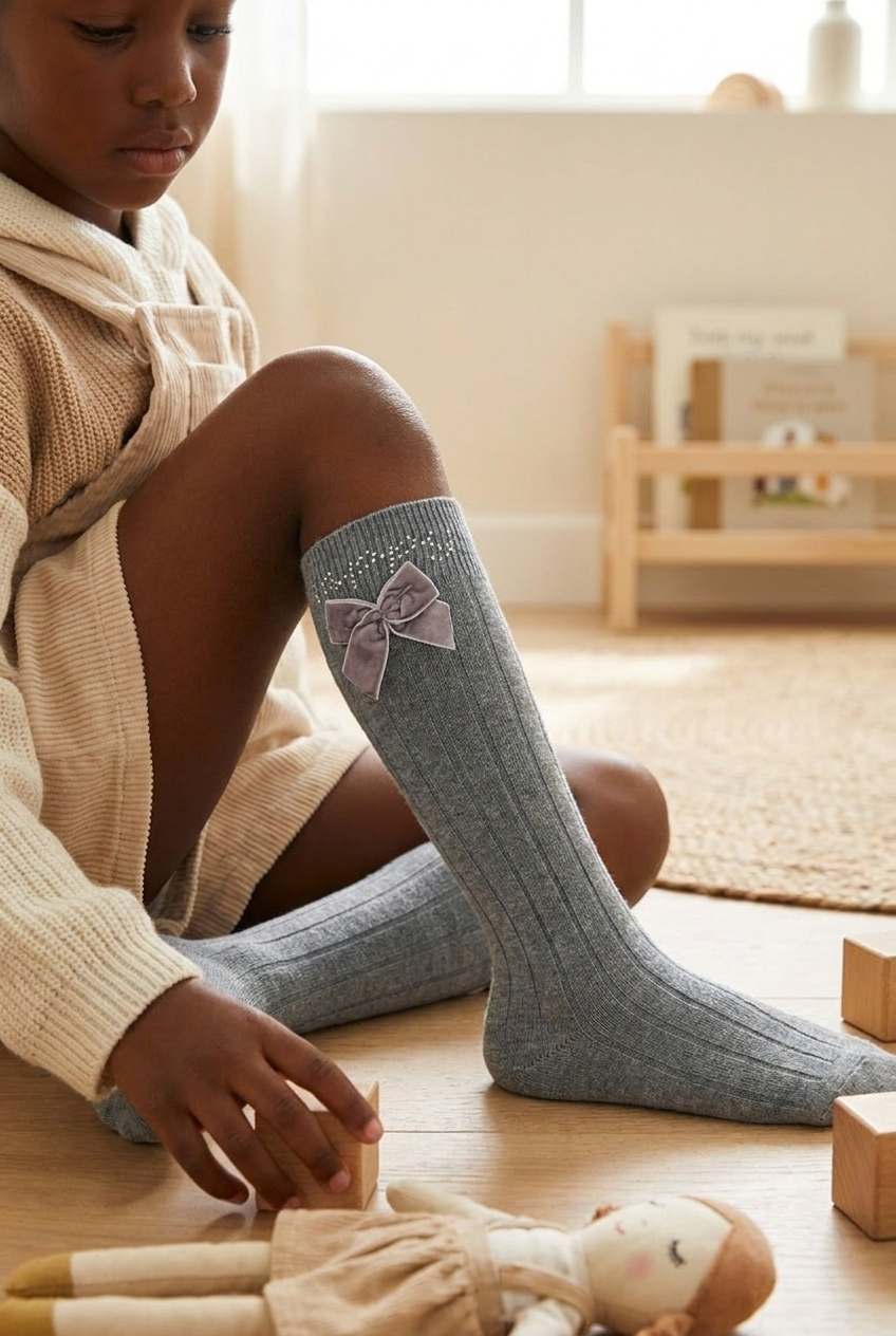 LETS PARTY KIDS KNEEHIGH SOCKS GREY MELANGE