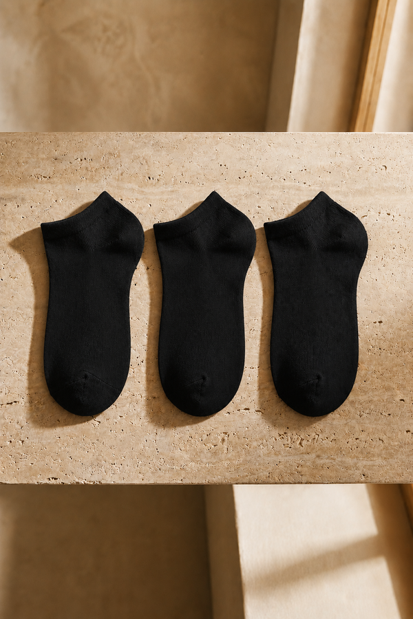 RUN 3 PCK KIDS SOCKS BLACK-BLACK-BLACK
