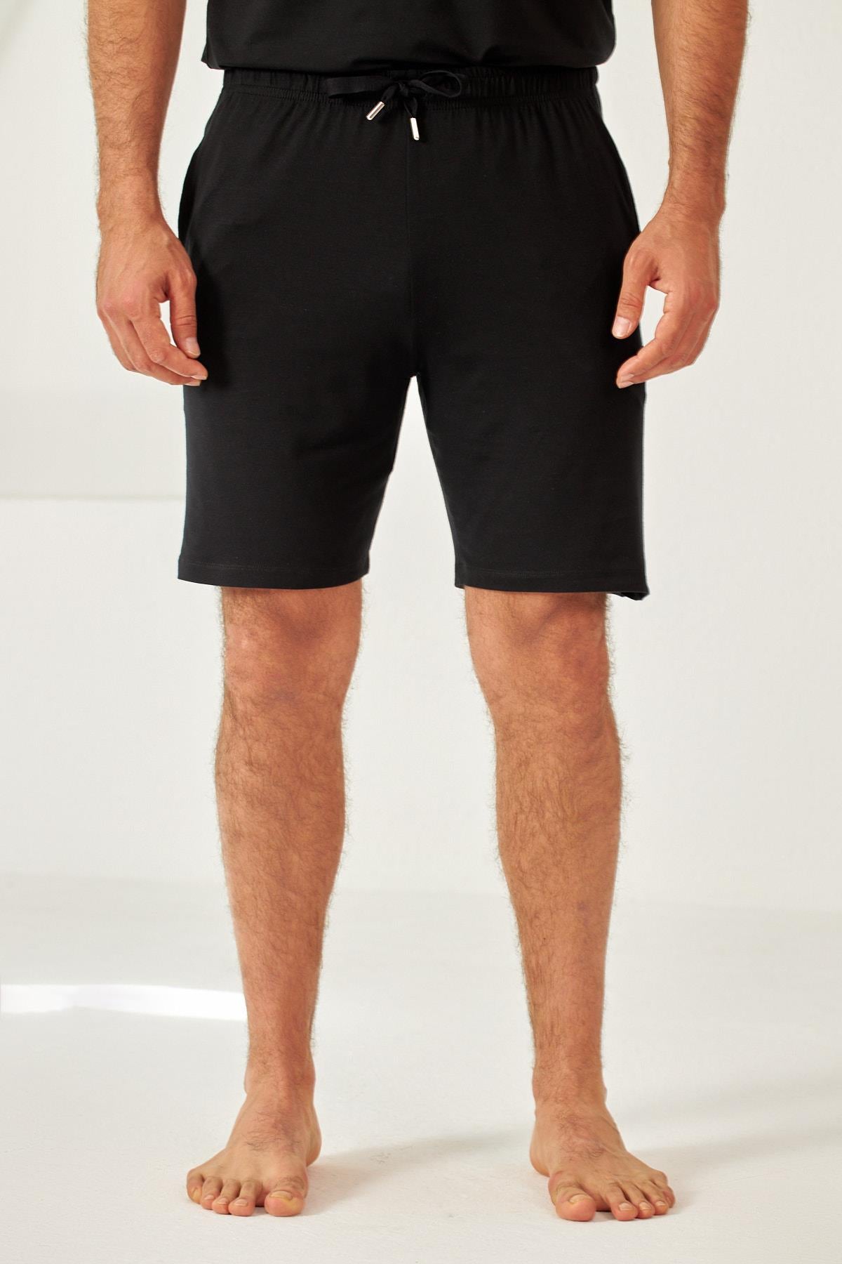 NEW SILVER MEN PYJAMAS SHORTS BLACK