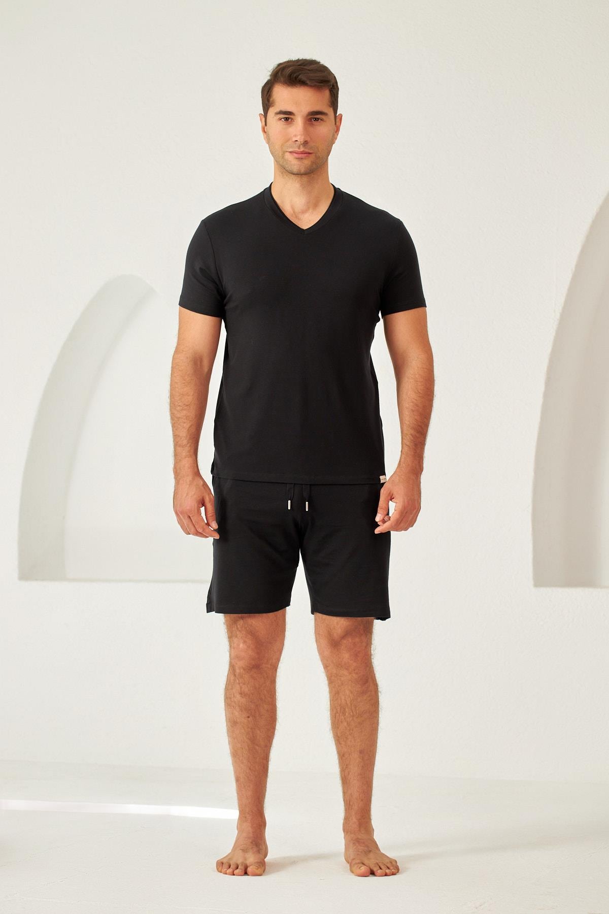 NEW SILVER MEN PYJAMAS SHORTS BLACK