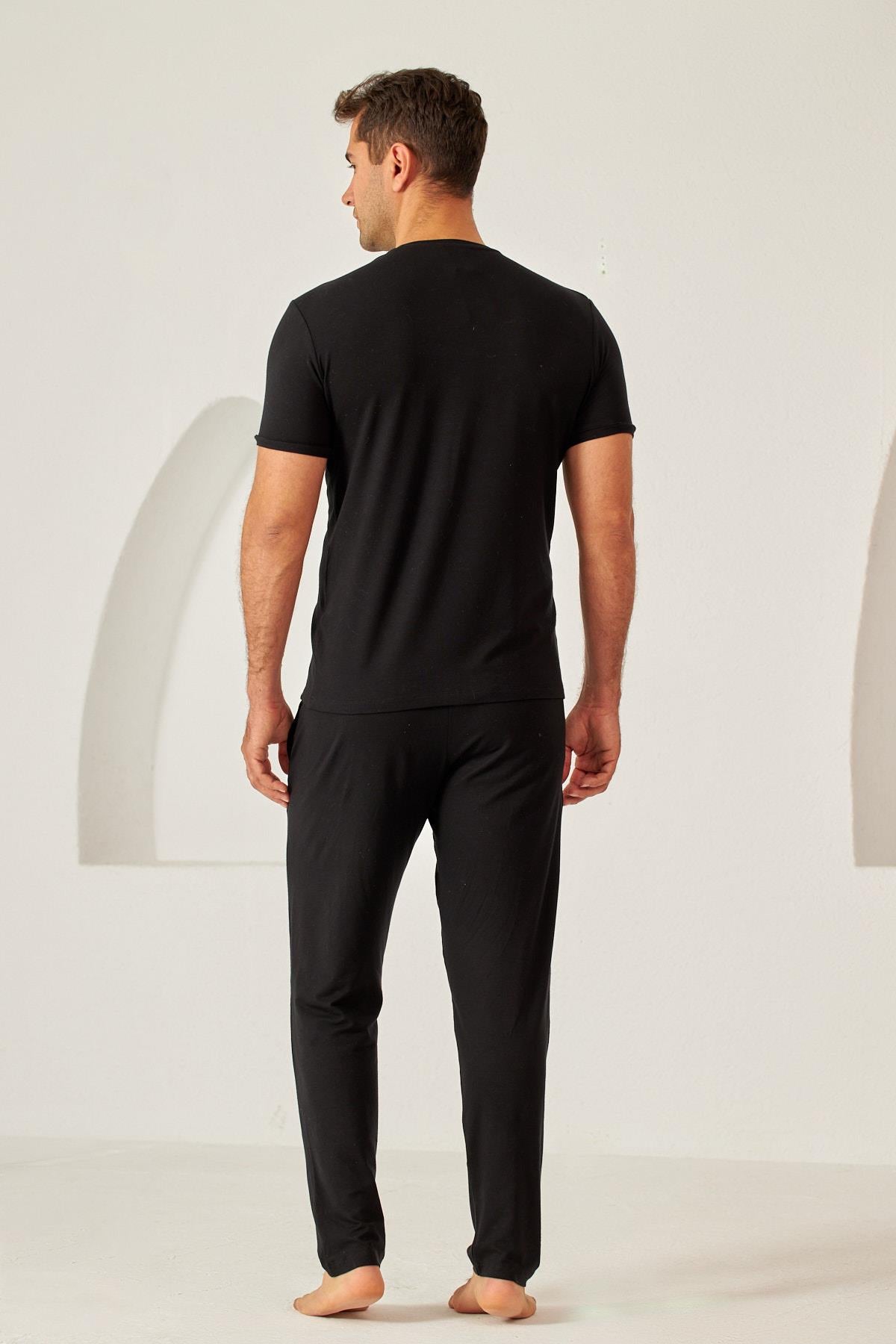 NEW SILVER MEN PYJAMAS BOTTOM BLACK