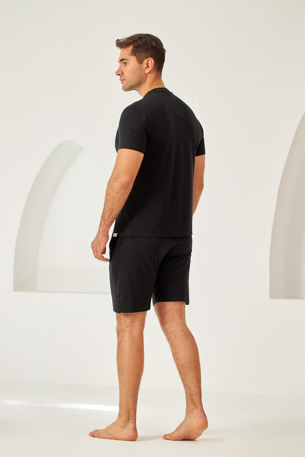NEW SILVER MEN PYJAMAS SHORTS BLACK