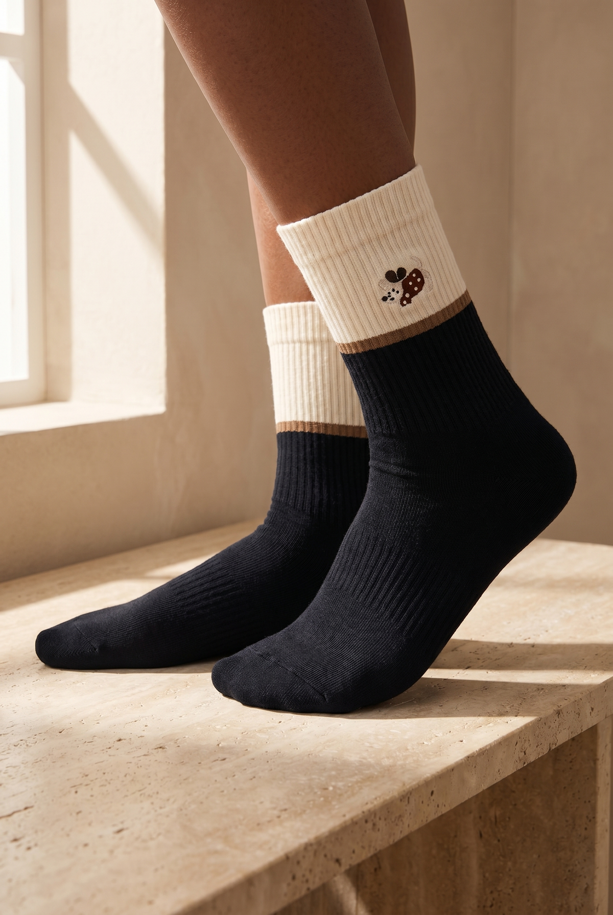 2PCK DOG UNISEX SOCKS ECRU MIX