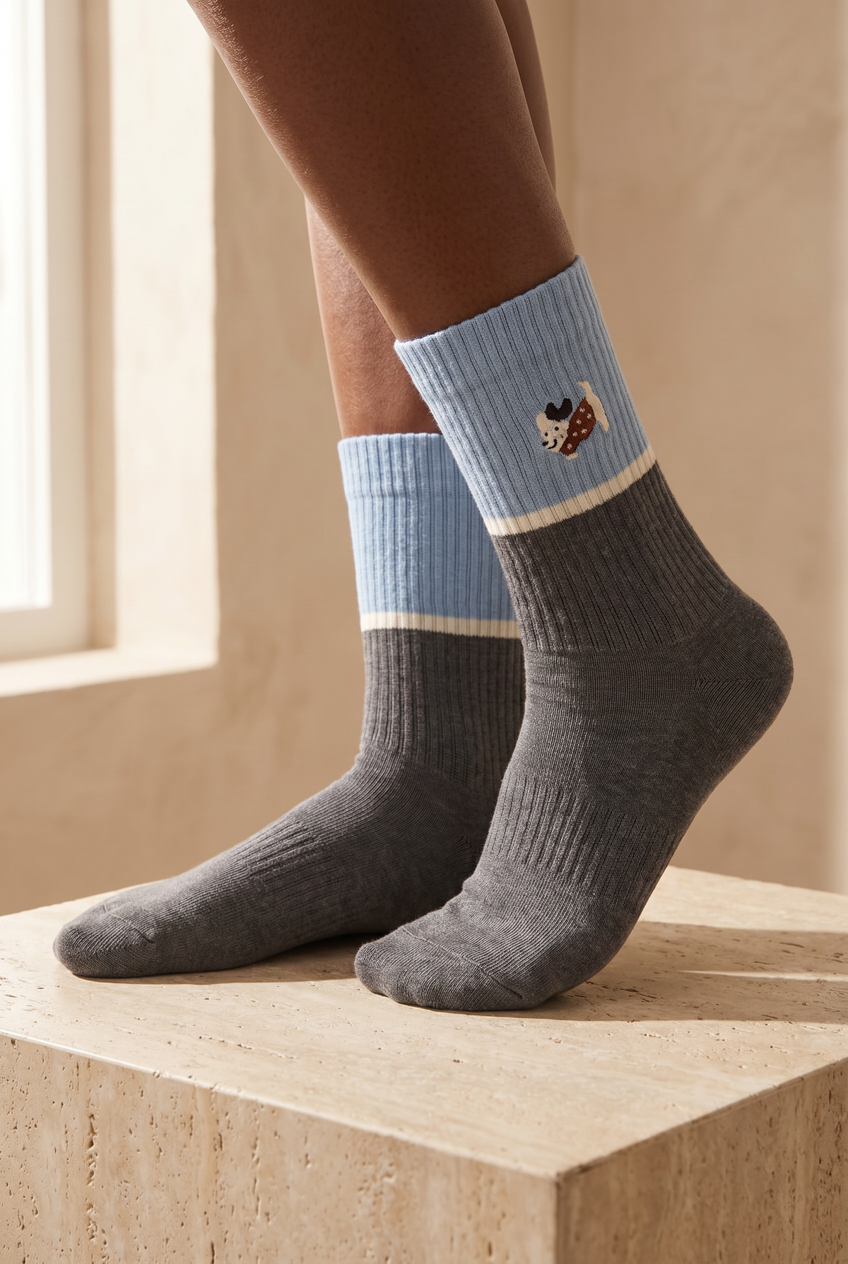 2PCK DOG UNISEX SOCKS BLUE MIX