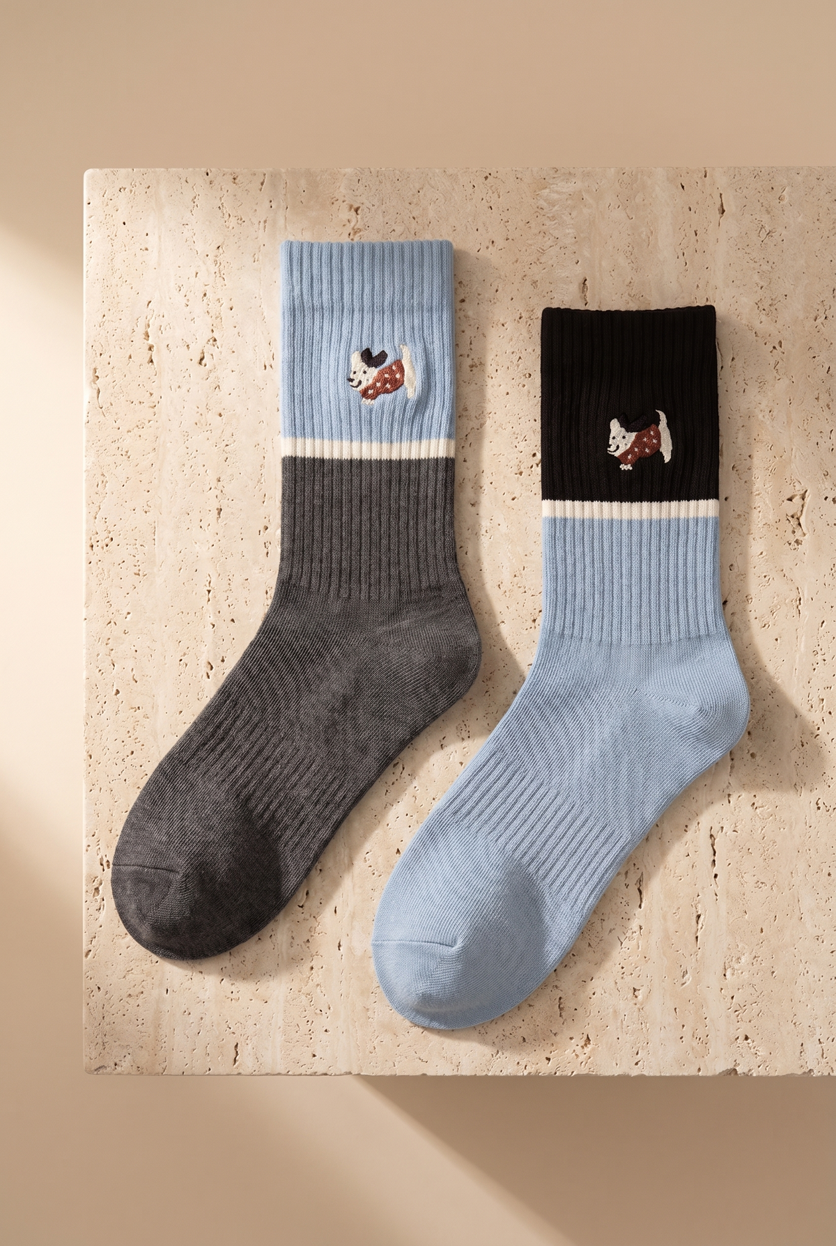 2PCK DOG UNISEX SOCKS BLUE MIX