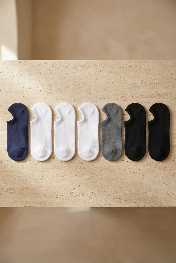 SNEAKERS 7 PCK. UNISEX STEP SOCKS WHITE-BLACK-NAYV-ANTRACITE