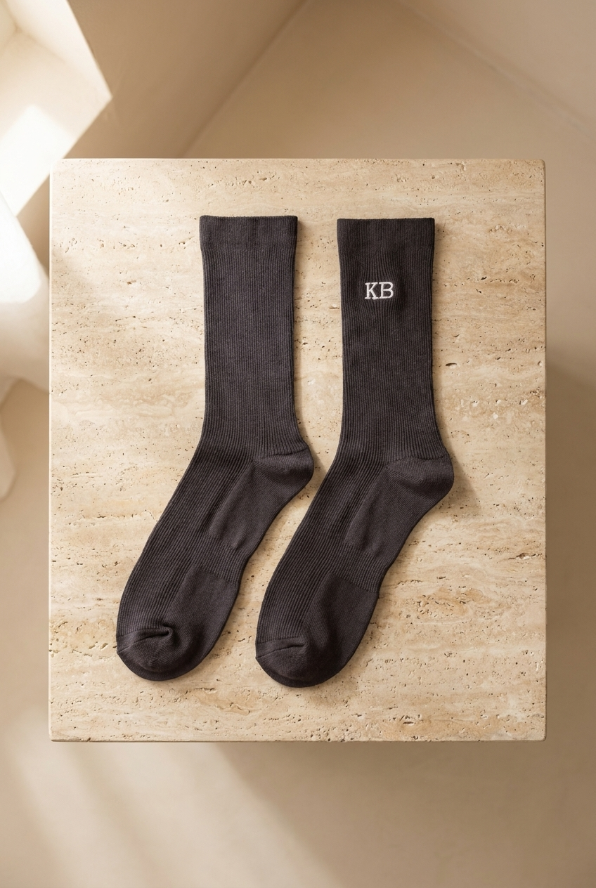 EMBROIDERED UNISEX ANKLE SOCKS ANTHRACITE