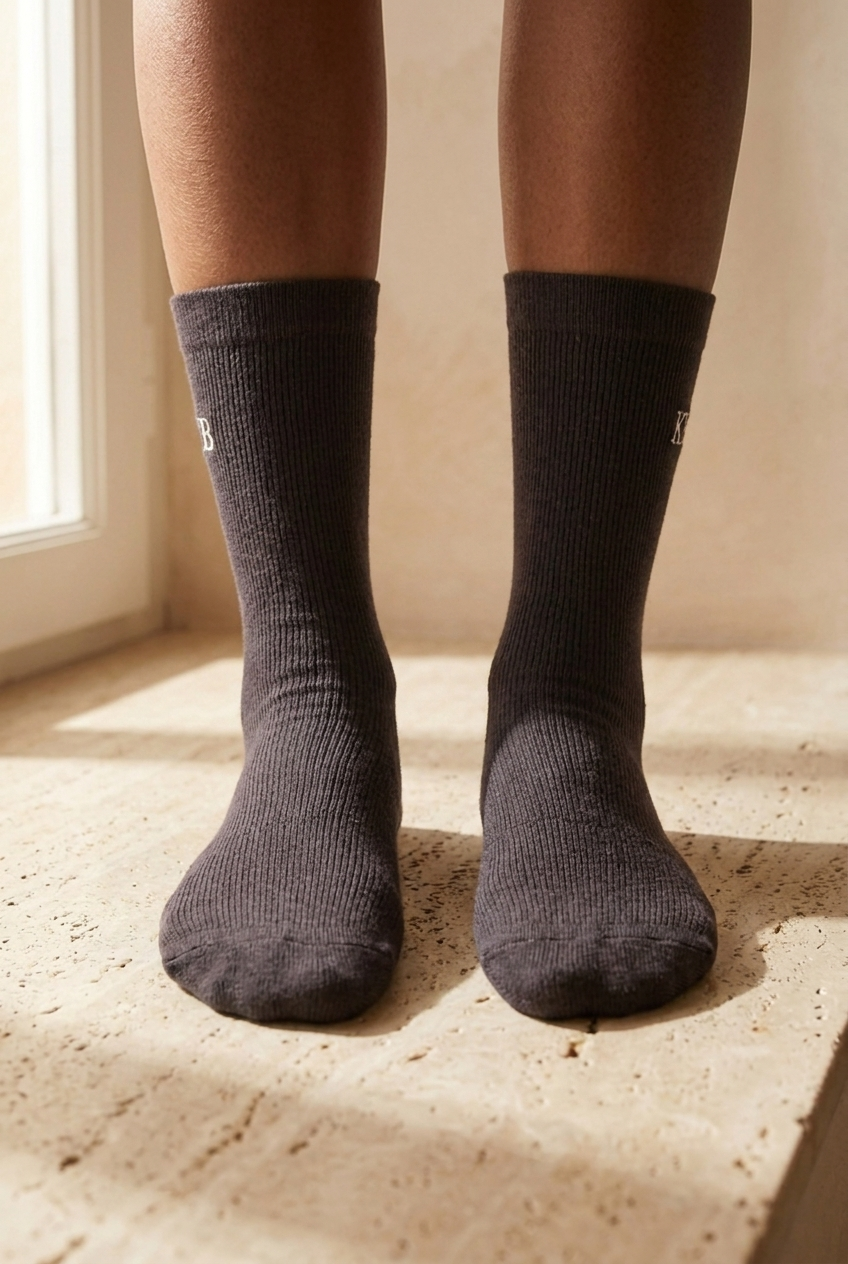 EMBROIDERED UNISEX ANKLE SOCKS ANTHRACITE