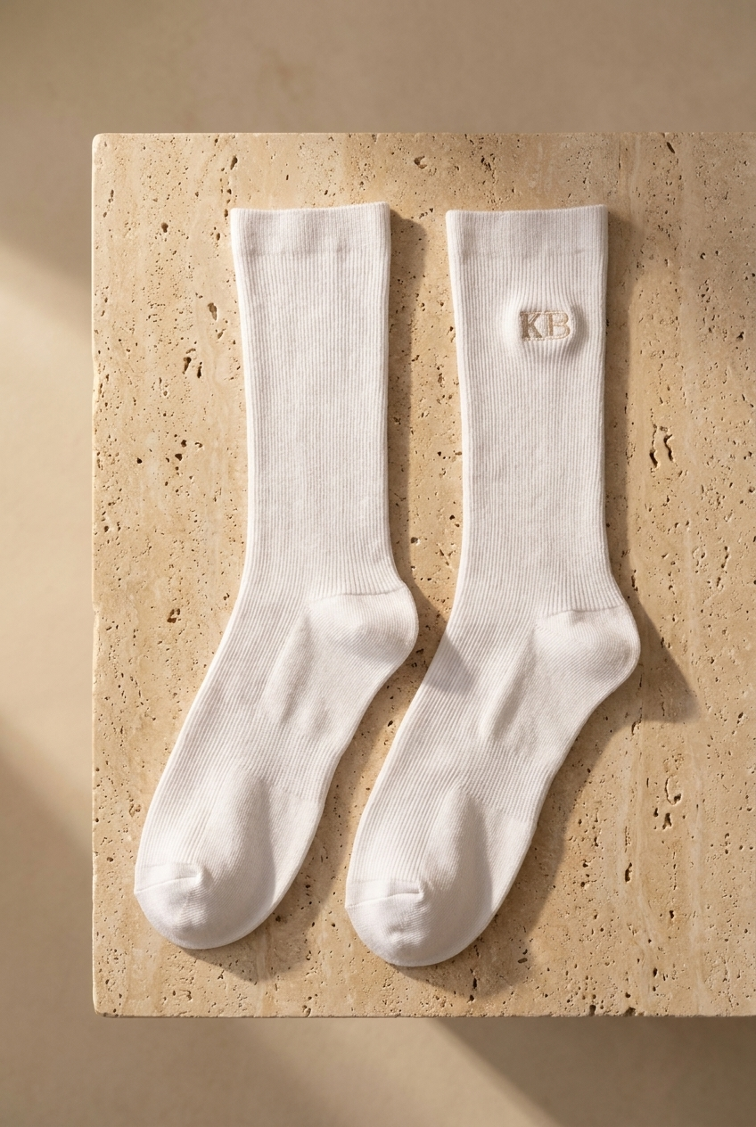 EMBROIDERED UNISEX ANKLE SOCKS WHITE