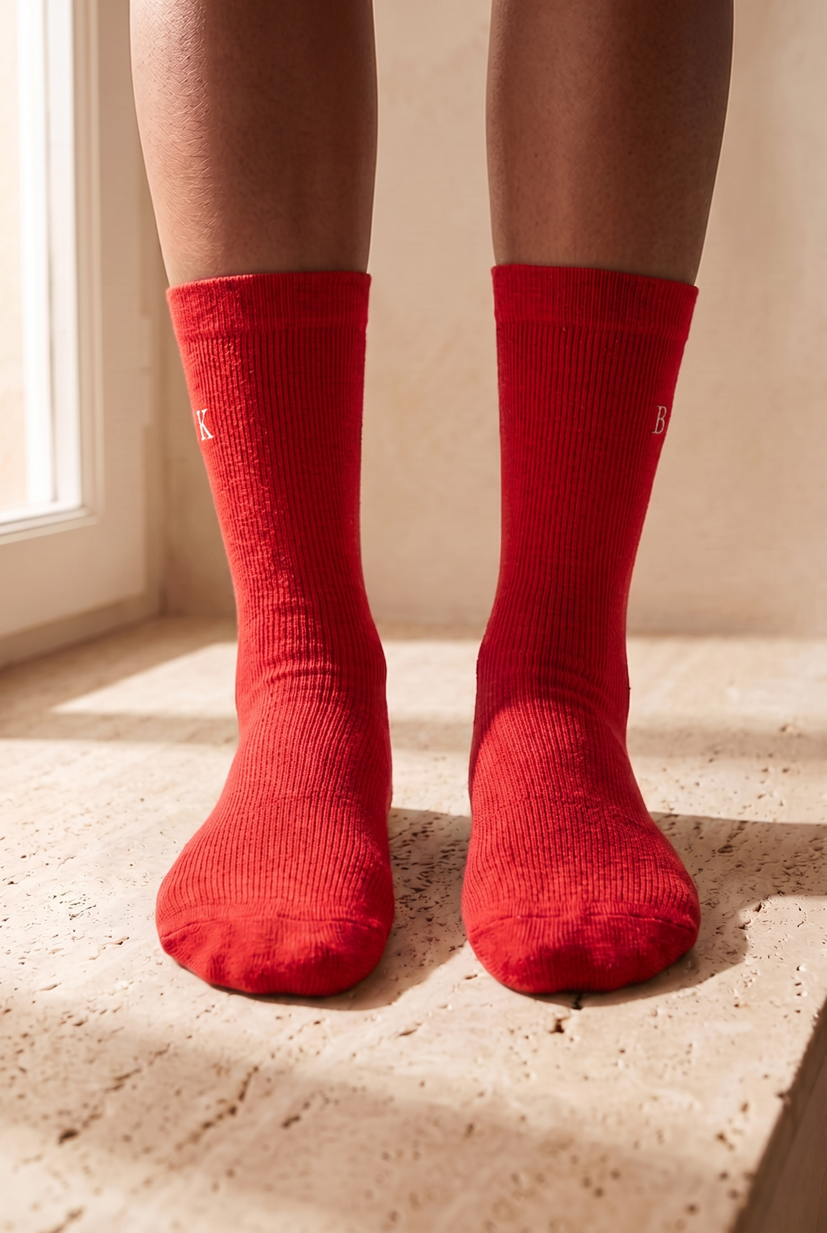 EMBROIDERED UNISEX ANKLE SOCKS RED