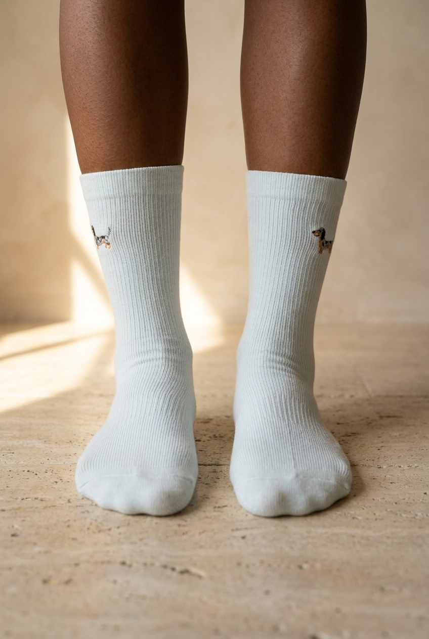 EMBROIDERED UNISEX ANKLE SOCKS BLUE