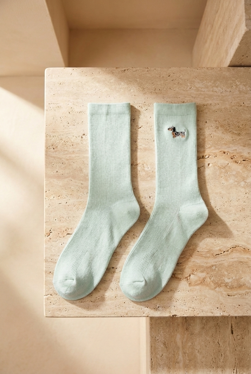 EMBROIDERED UNISEX ANKLE SOCKS BLUE