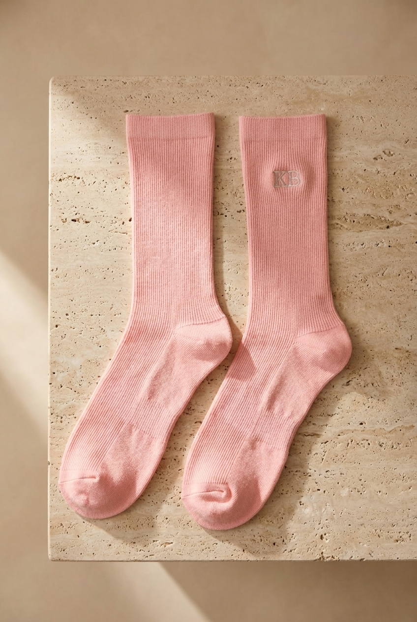 EMBROIDERED UNISEX ANKLE SOCKS PINK