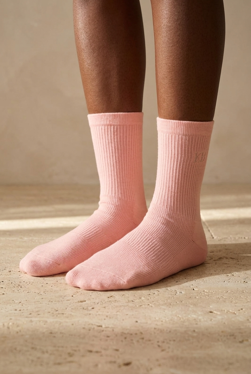 EMBROIDERED UNISEX ANKLE SOCKS PINK