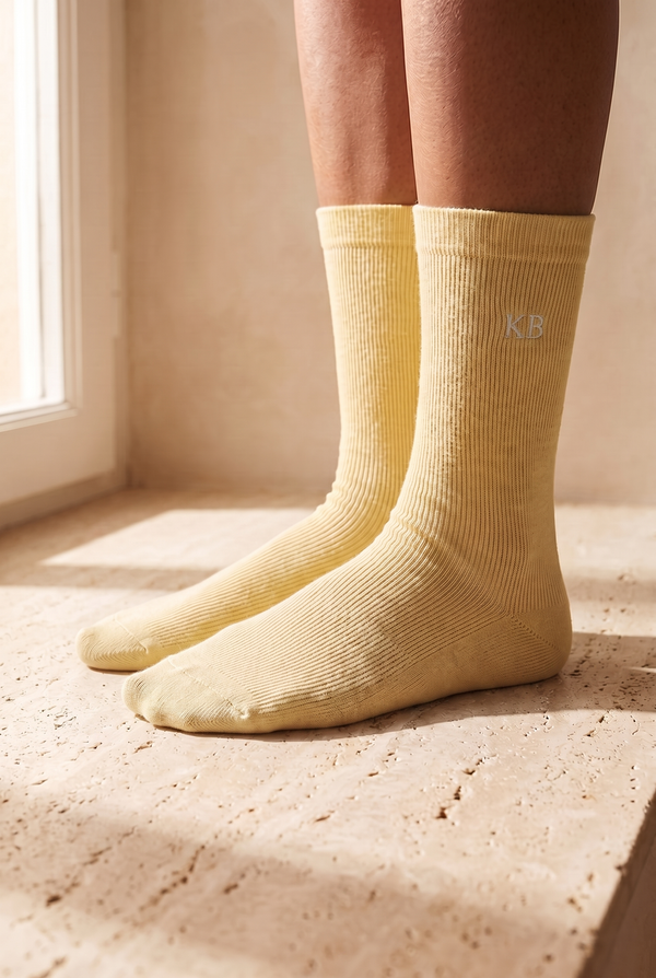 EMBROIDERED UNISEX ANKLE SOCKS YELLOW