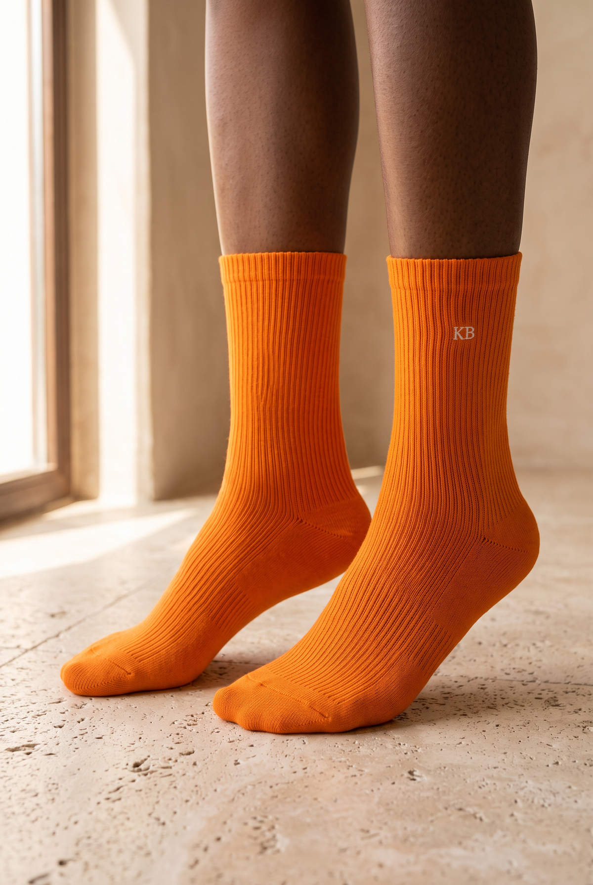 EMBROIDERED UNISEX ANKLE SOCKS ORANGE