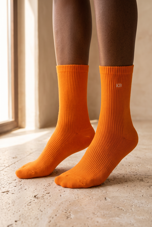 EMBROIDERED UNISEX ANKLE SOCKS ORANGE