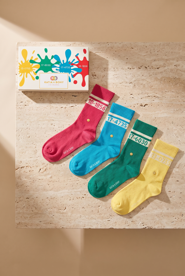 4PCK PANTONE BOX UNISEX SOCKET SOCKS MIX
