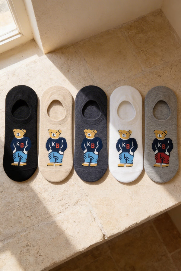5PCK TEDDY UNISEX INVISIBLE SOCKS MIX