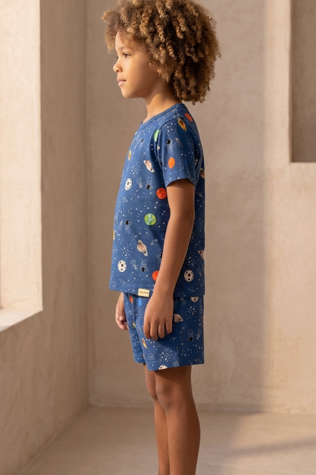Space Pattern Packaged Boys' Shorts Set NAVY
