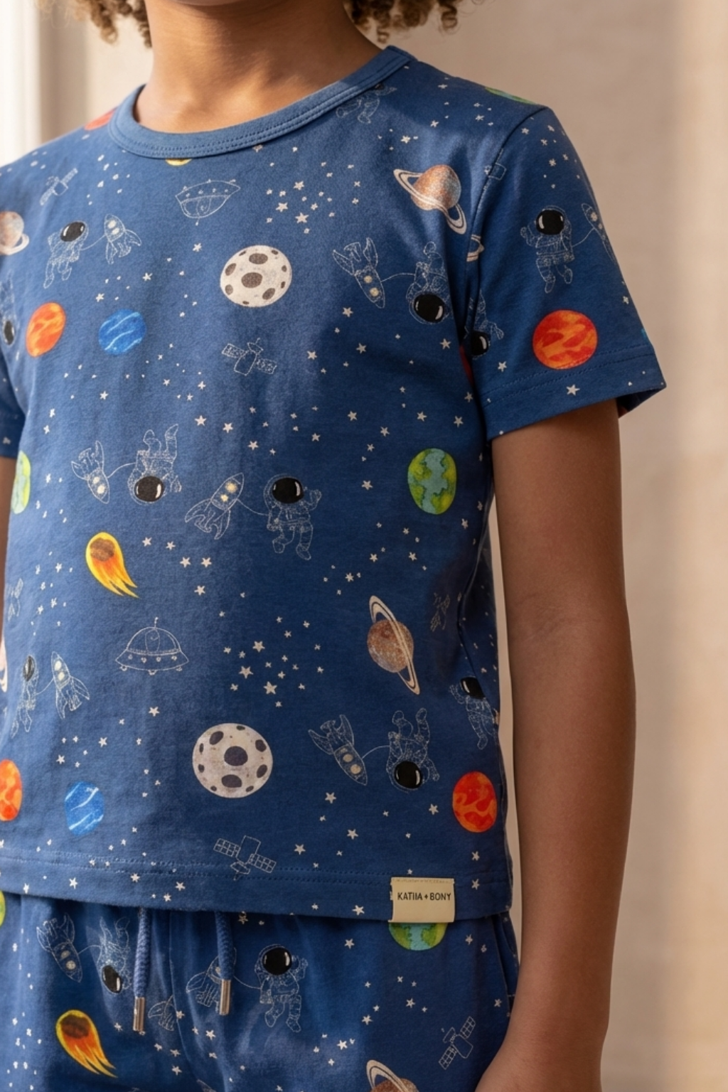 Space Pattern Packaged Boys' Shorts Set NAVY