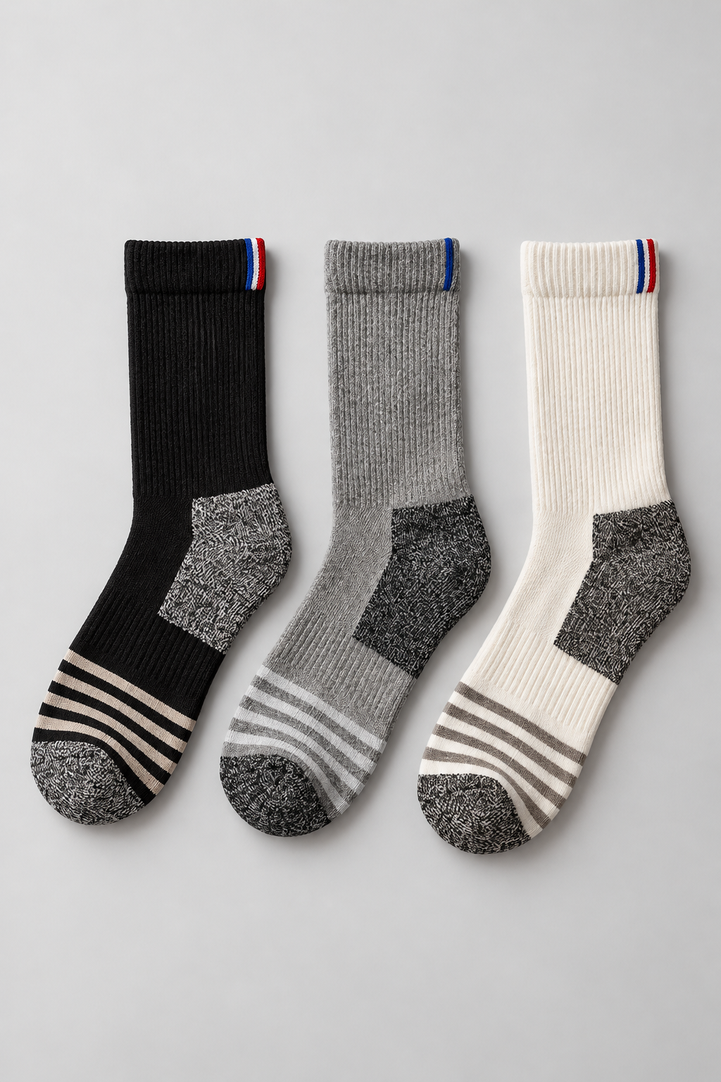 3PCK UNISEX SHAFTLESS GOLF SOCKET SOCKS BLACK/WHITE/GREY