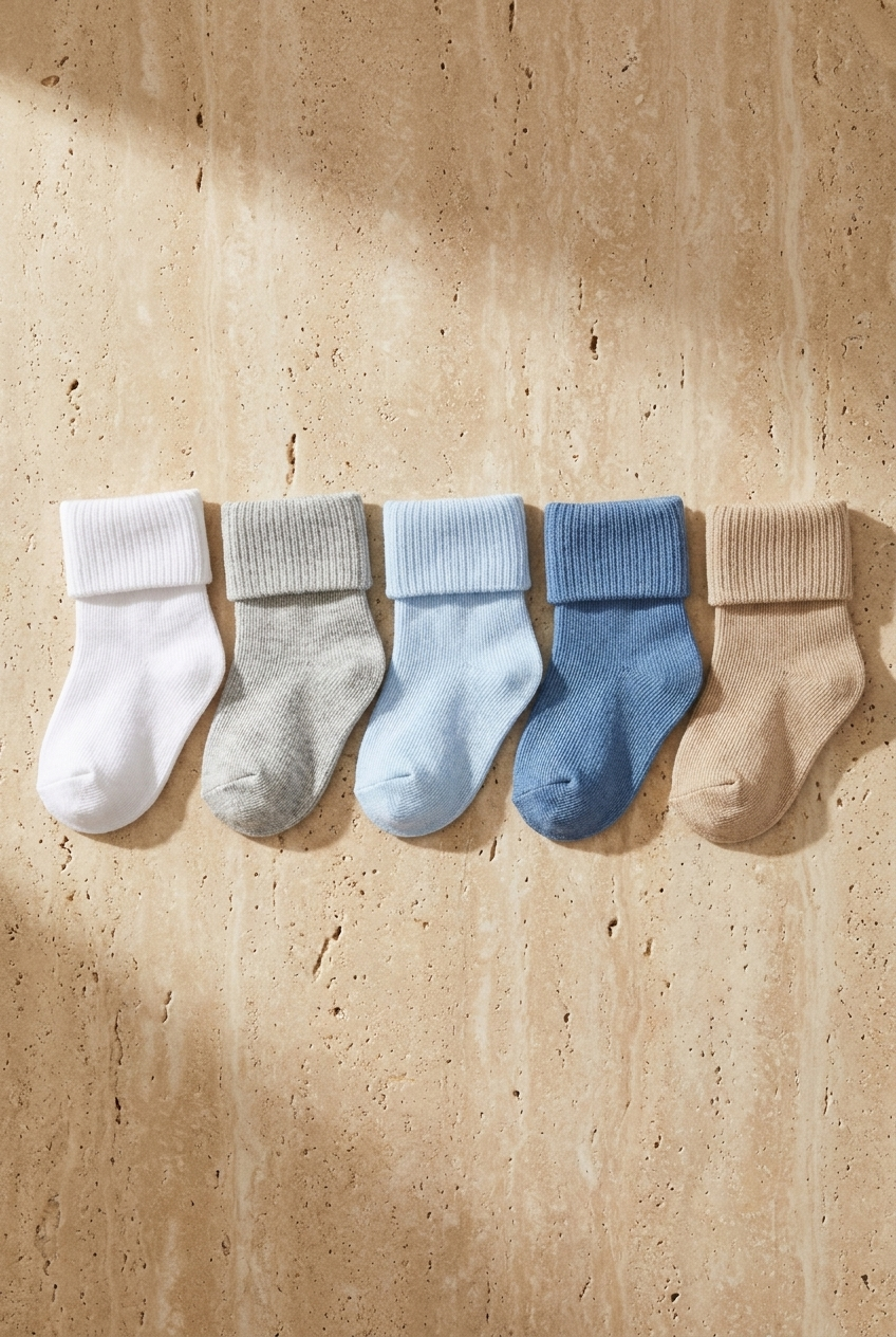 5PCK BOXED NEWBORN SOCKS NAVY MIX