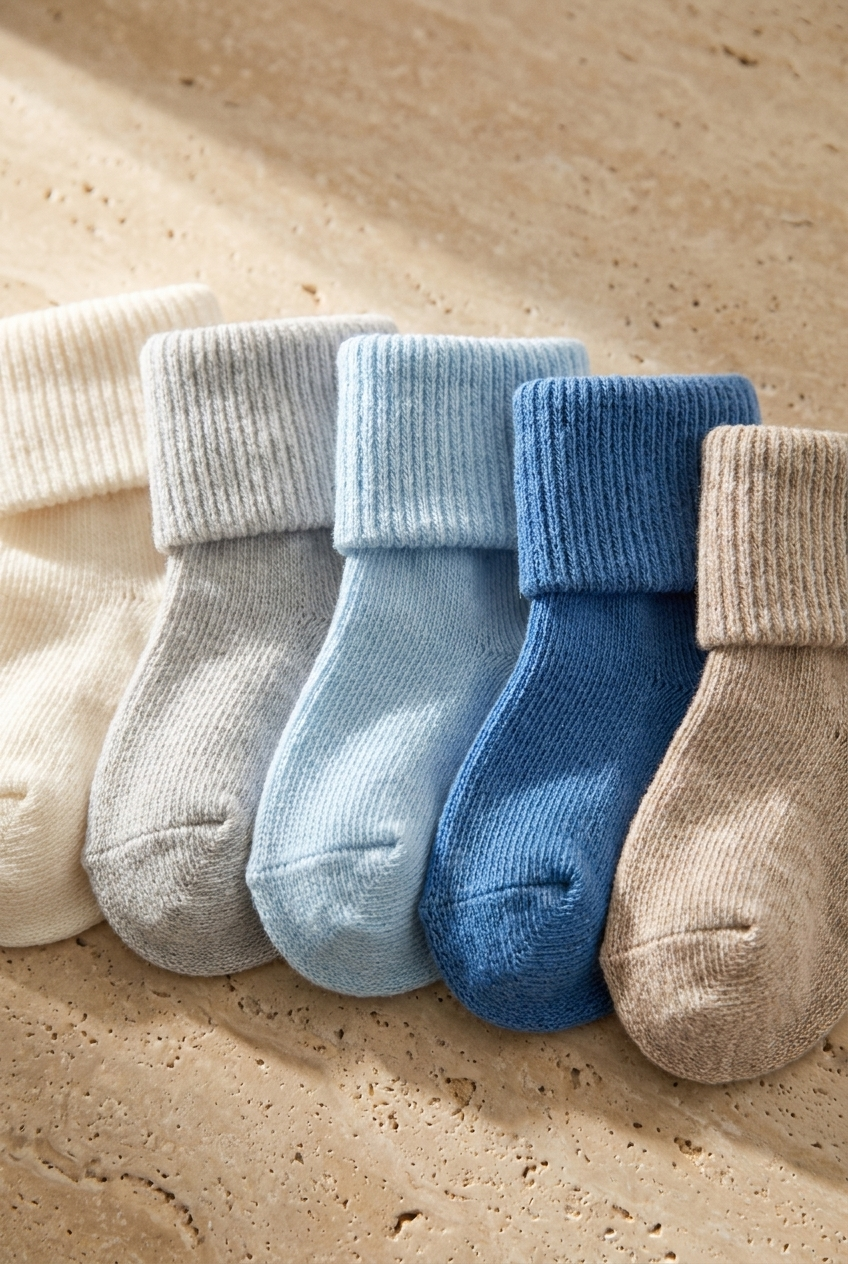 5PCK BOXED NEWBORN SOCKS NAVY MIX